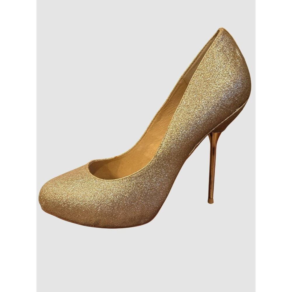 Steve Madden Myley Gold Glitter Stiletto Heels Pumps Shoes 10M Party Wedding